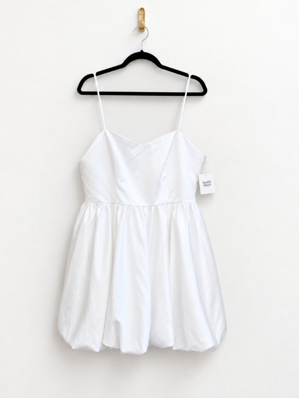 David's Bridal Jules & Cleo White Puff Skirt Mini Dress